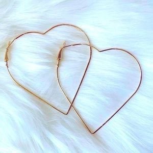 Gold Heart Hooped Earrings